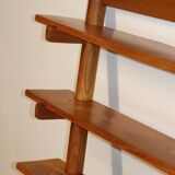 Vintage wall shelf unit in solid elm, 1970s