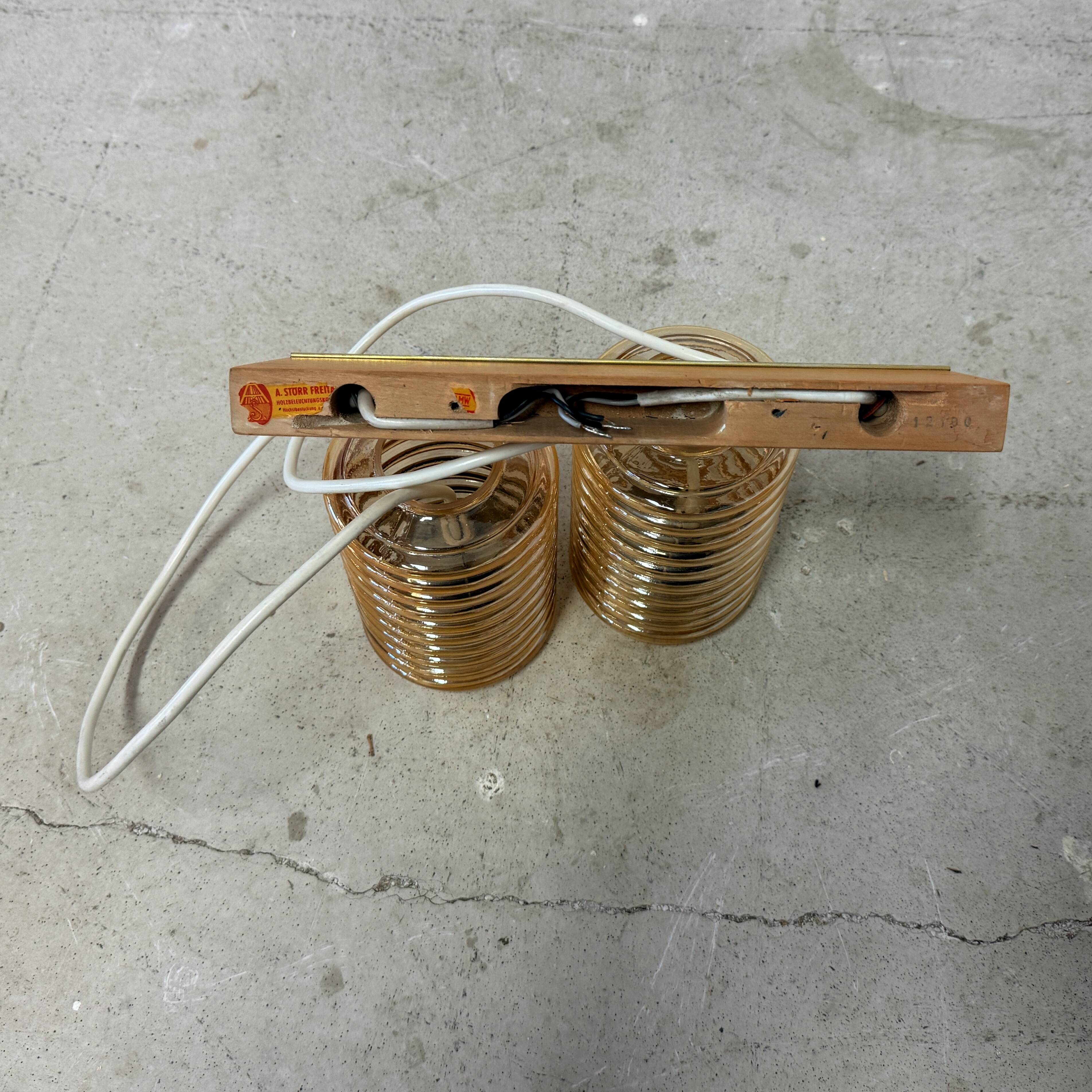 Vintage ceiling lamp with two amber shades