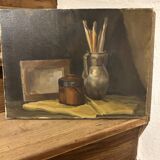 Old oil painting: still life