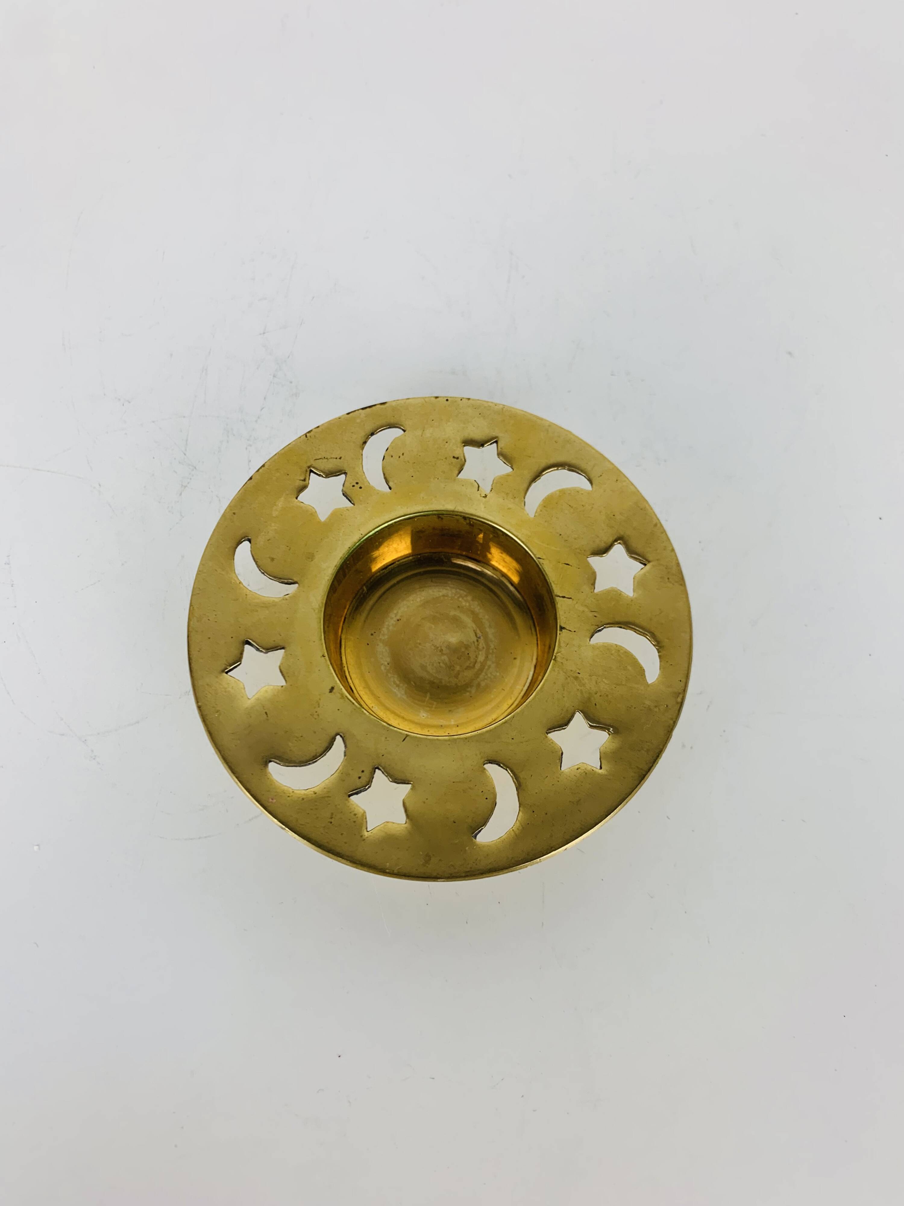 Vintage gold brass candle holder