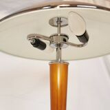 Large double bulb liner lamp, chrome and wood, 1980