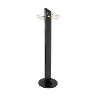 Swivel coat rack in black lacquered wood and brass