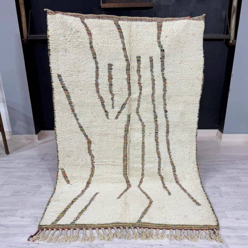 Handmade natural wool Berber rug size 150 x 250 cm