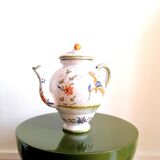 Teapot in earthenware bird of paradise Moustiers