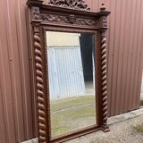 Renaissance style castle hunting mirror Louis XIII carved oak 1880