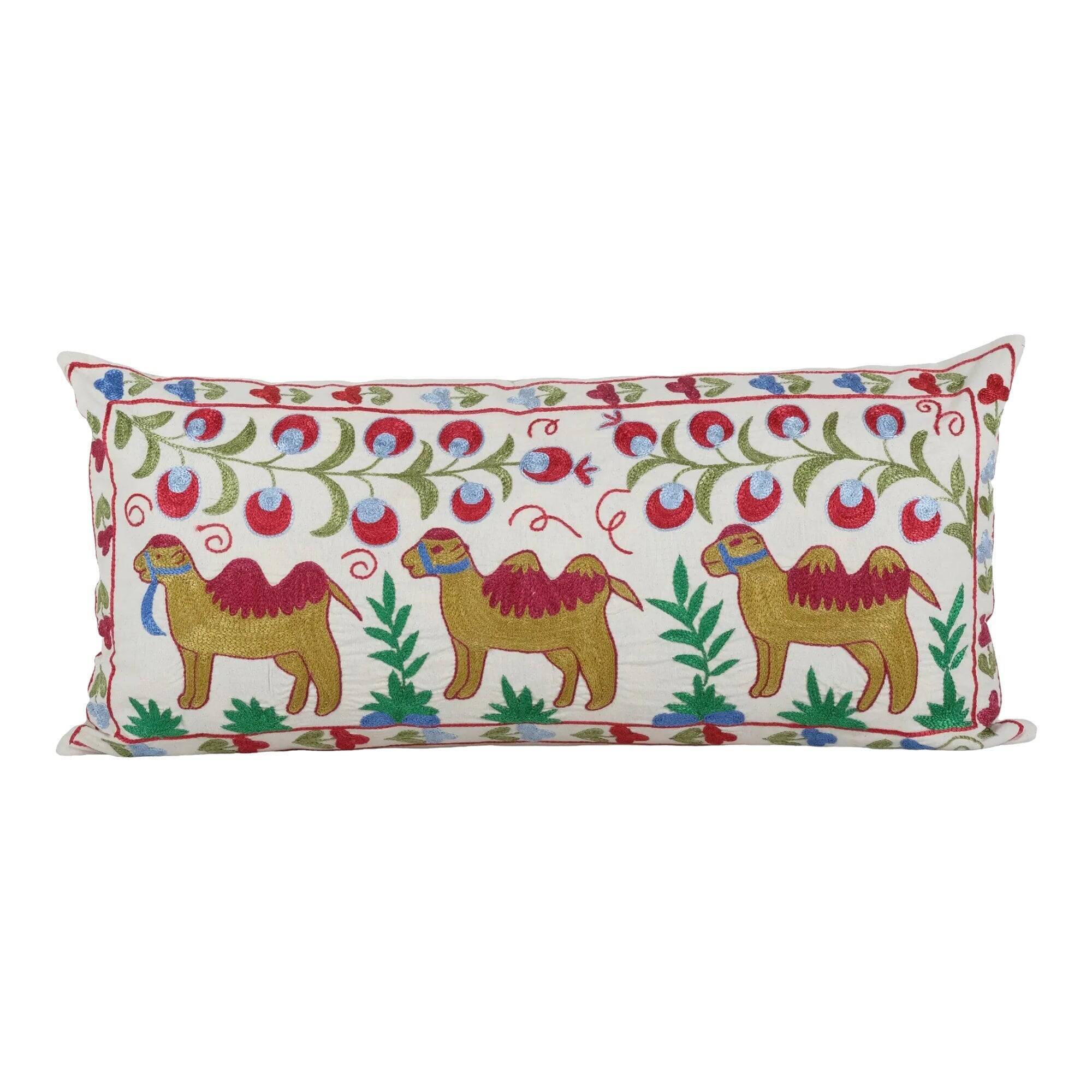 Vintage embroidered cushion cover 46x97 cm