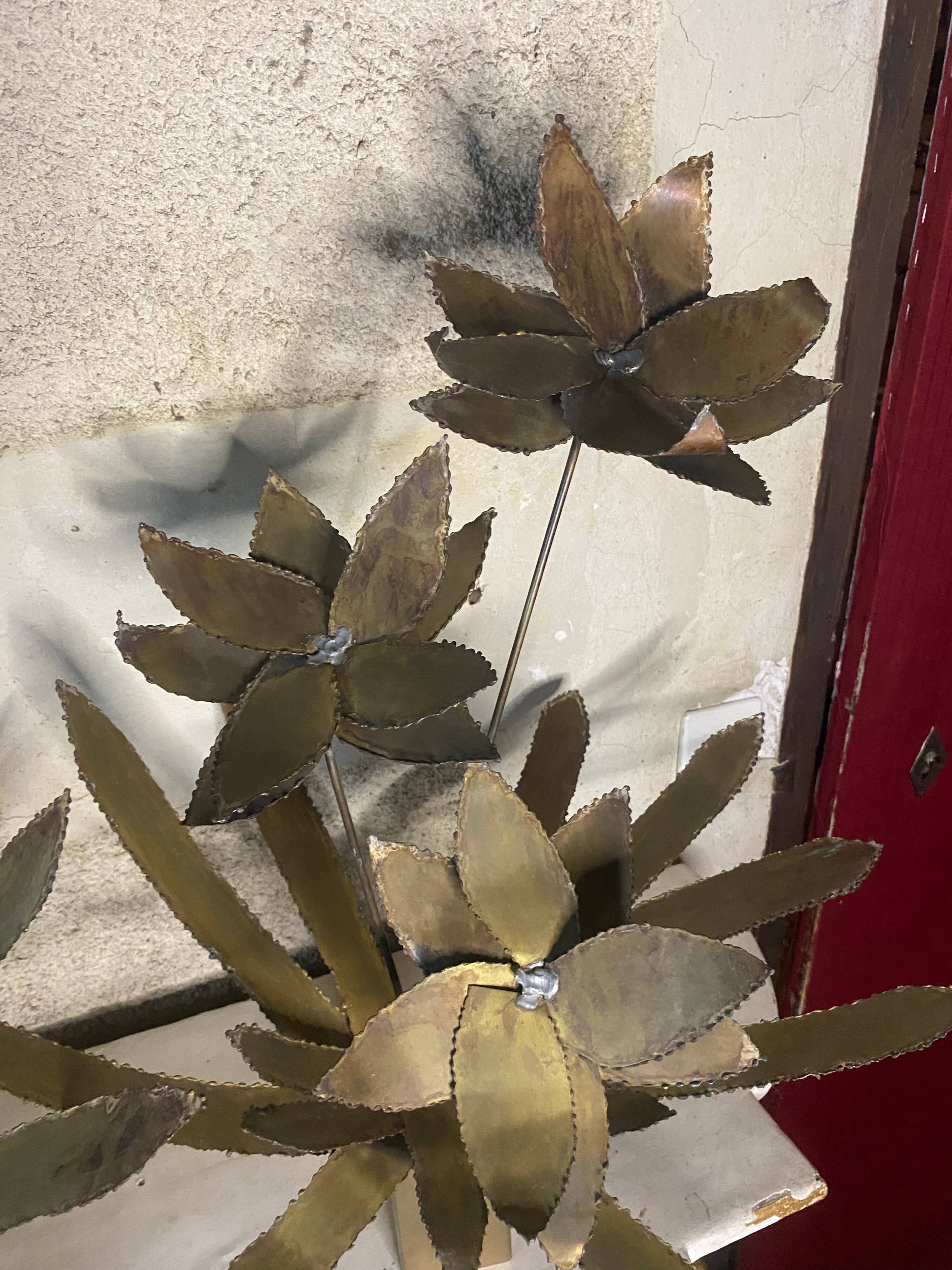 Pair of brass flower bouquets 1970