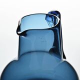 Blue blown glass jug by Claude Morin, Dieulefit circa 1975