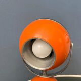 Orange mid-century space age eyeball table lamp
