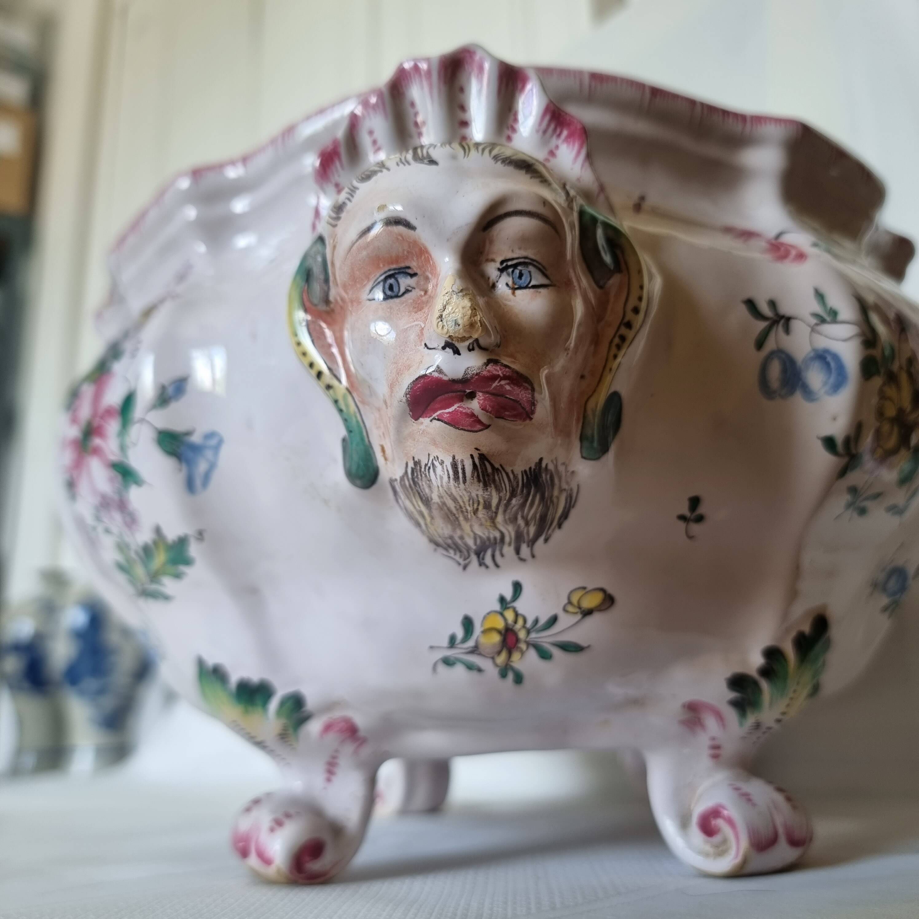 Antique 18th century Marseille earthenware planter by Veuve Perr