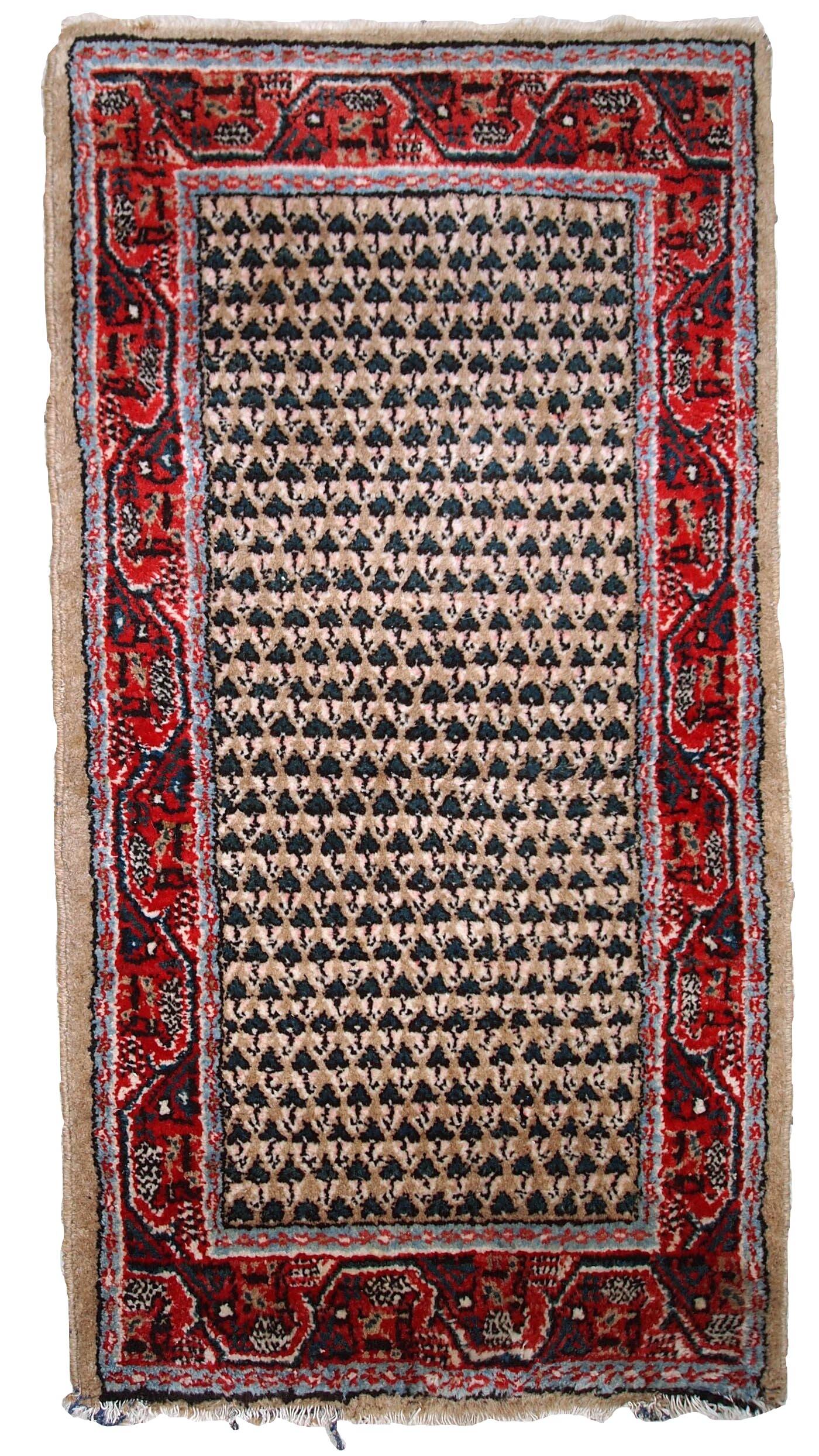 Tapis Vintage Seraband Indien en Laine, Années 1970, Élégance Artisanale