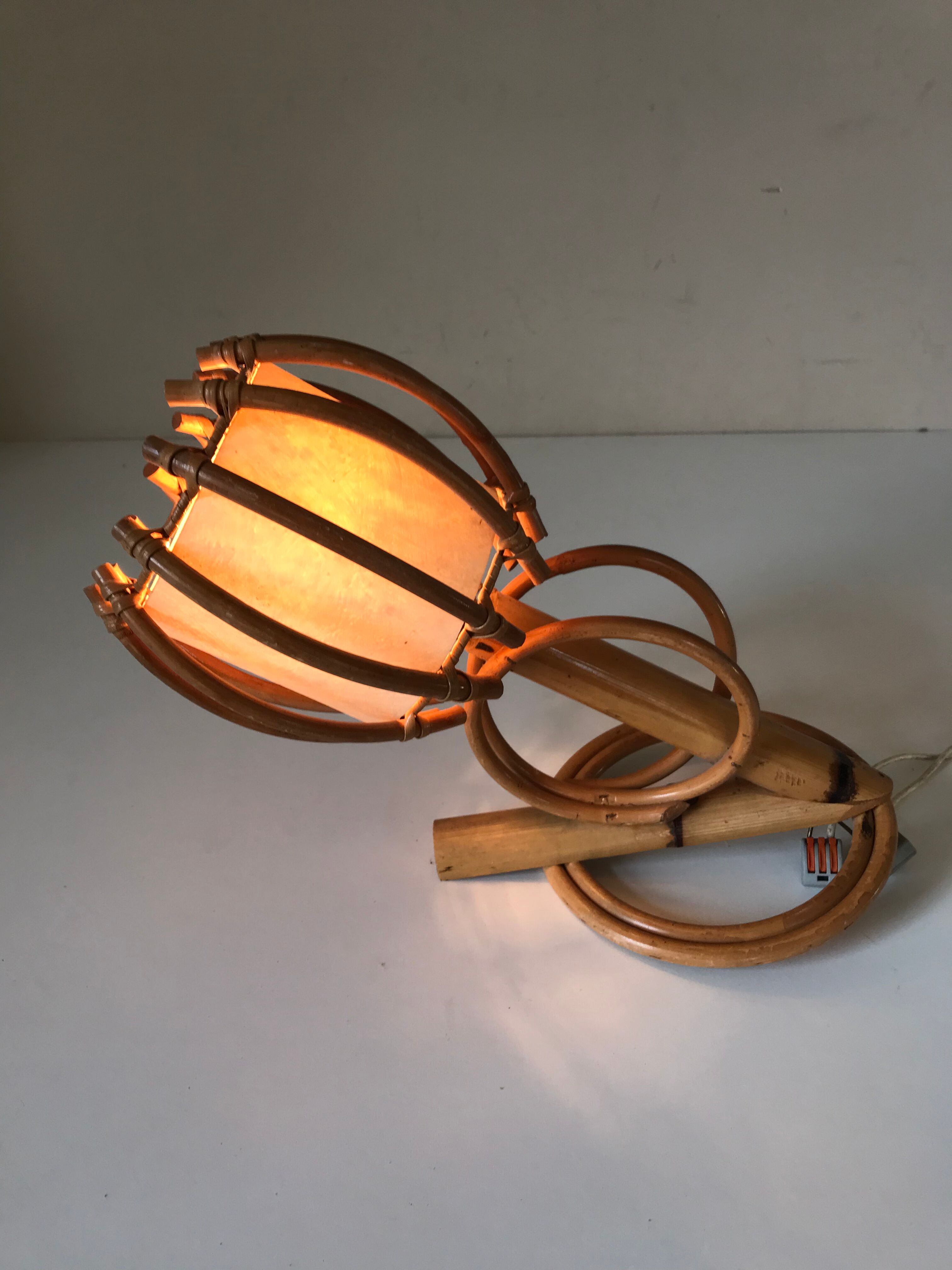 Rattan wall lamp vintage design 60 s