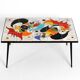 Mid Century Italian Modern Iron Table with Tiled Top and Abstract Motif