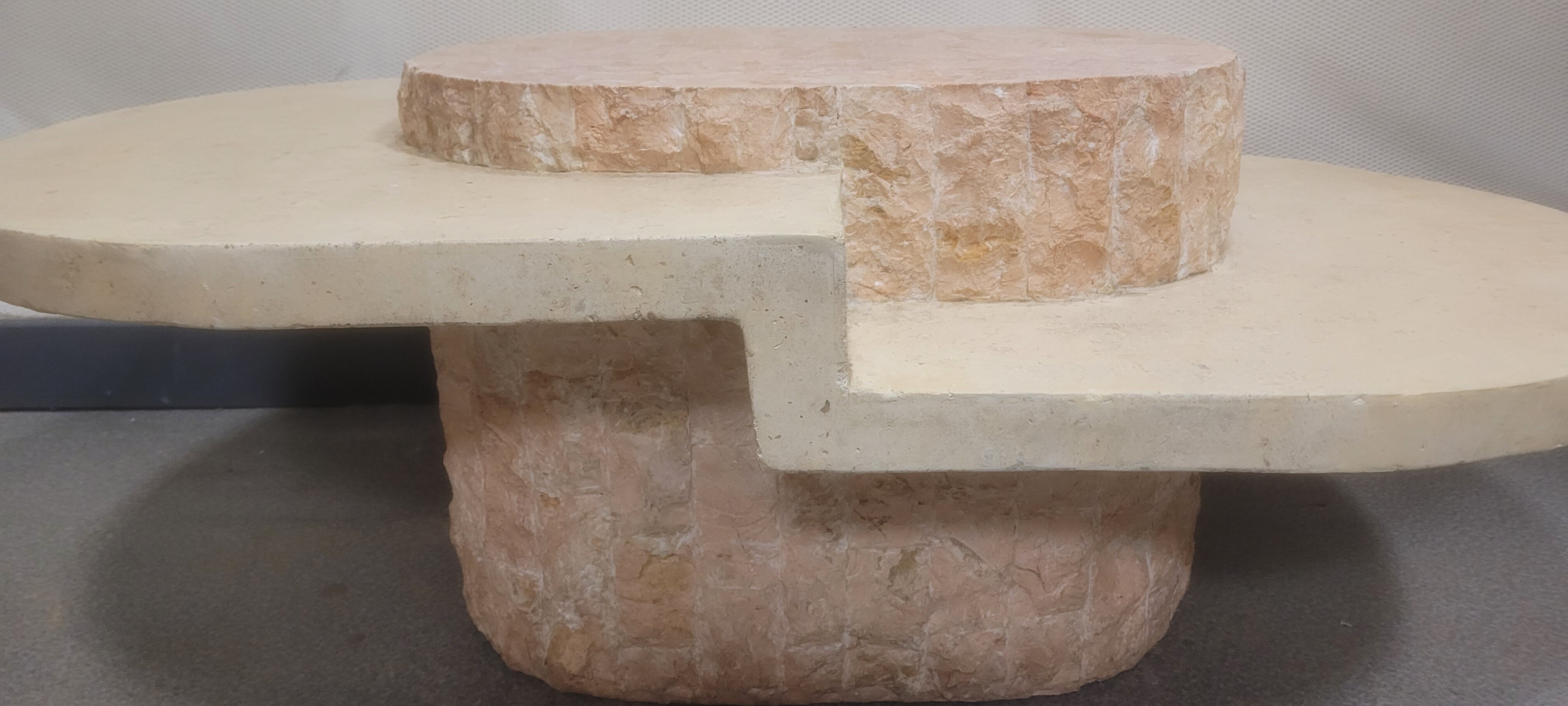 Oval stone coffee table Mactan brutalist marble by Magnussen PONTE