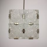 Mid-Century Square Clear Glass Pendant by Kamenicky Senov, 1960's