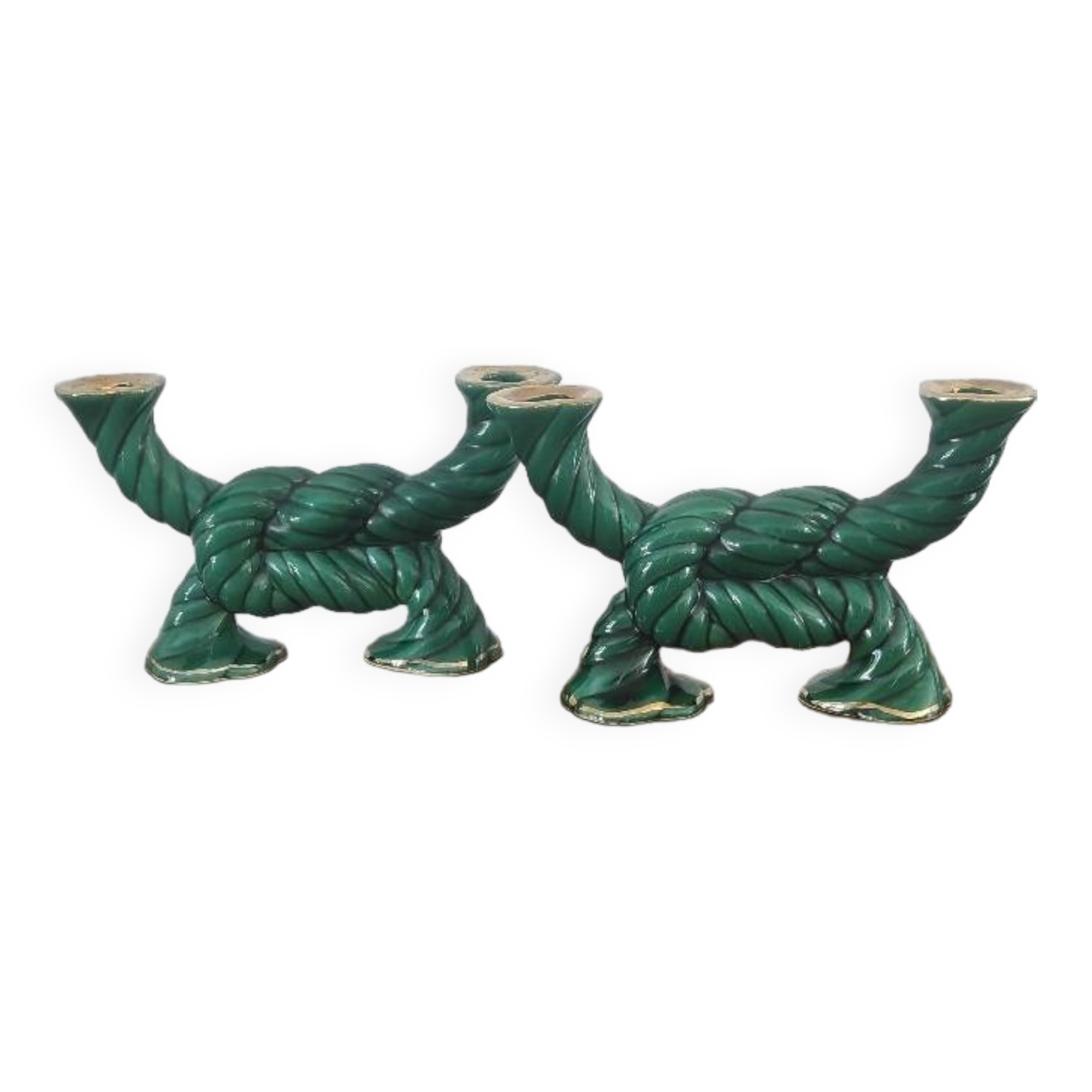 Two art deco ceramic candlesticks