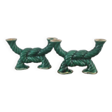 Two art deco ceramic candlesticks