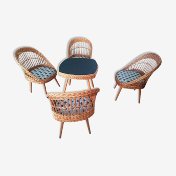 Lounge set in rattan 70s