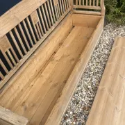 Large Scandinavian wooden storage bench
