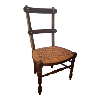 Antique chair low seat braided