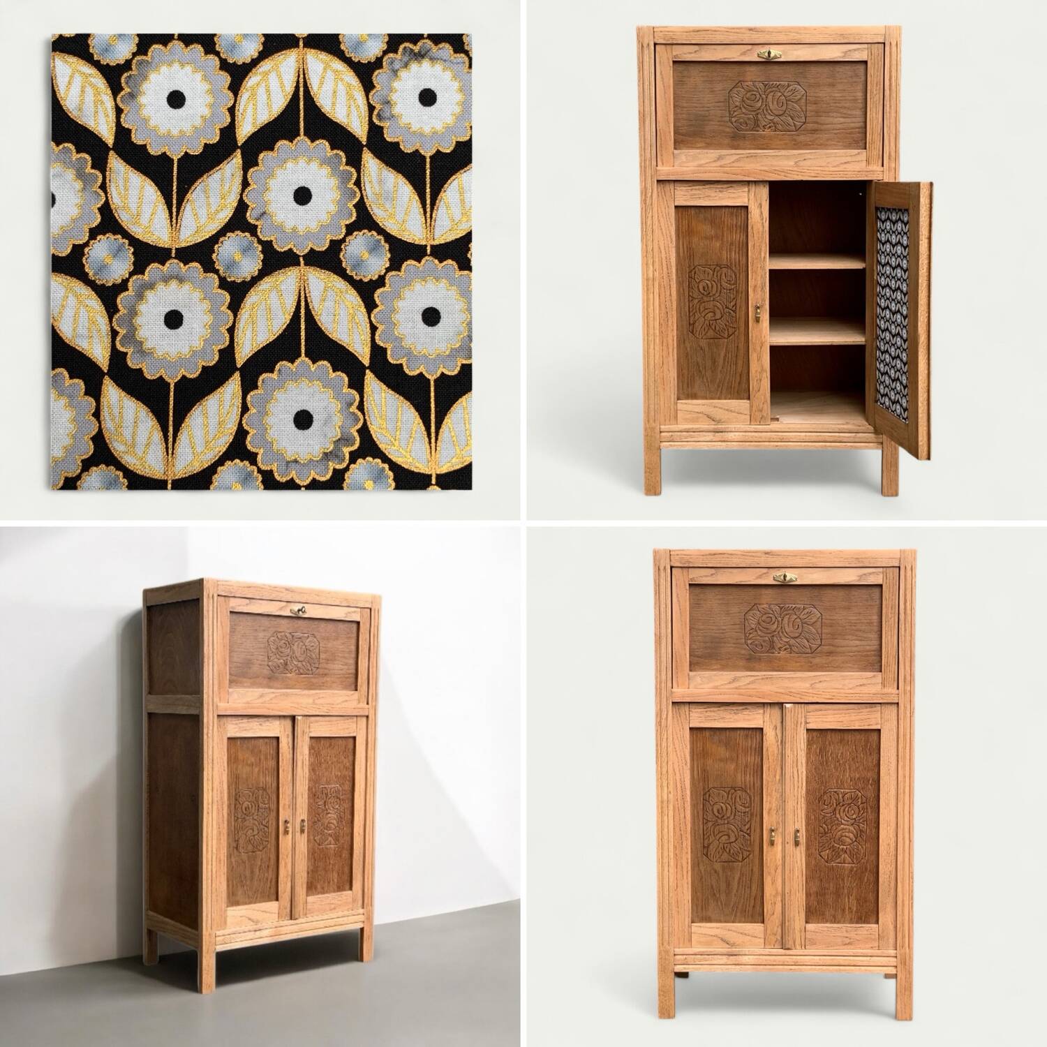 Parisian art deco sideboard in raw oak 1930