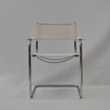 Set of 4 Chrome Sled-Base Chairs, Reupholstered in Italian Chioccarello Lin
