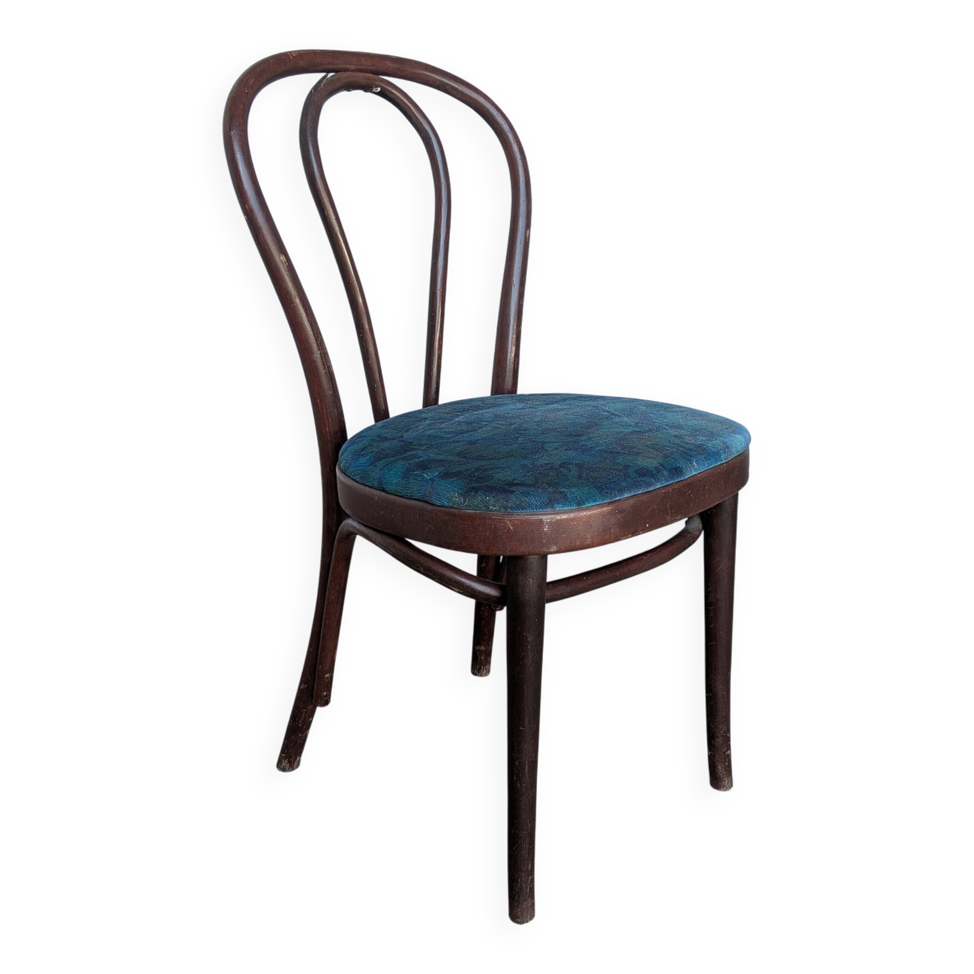 Vintage Bentwood Chair with Upholstered Seat / Thonet Style Dining Chair /