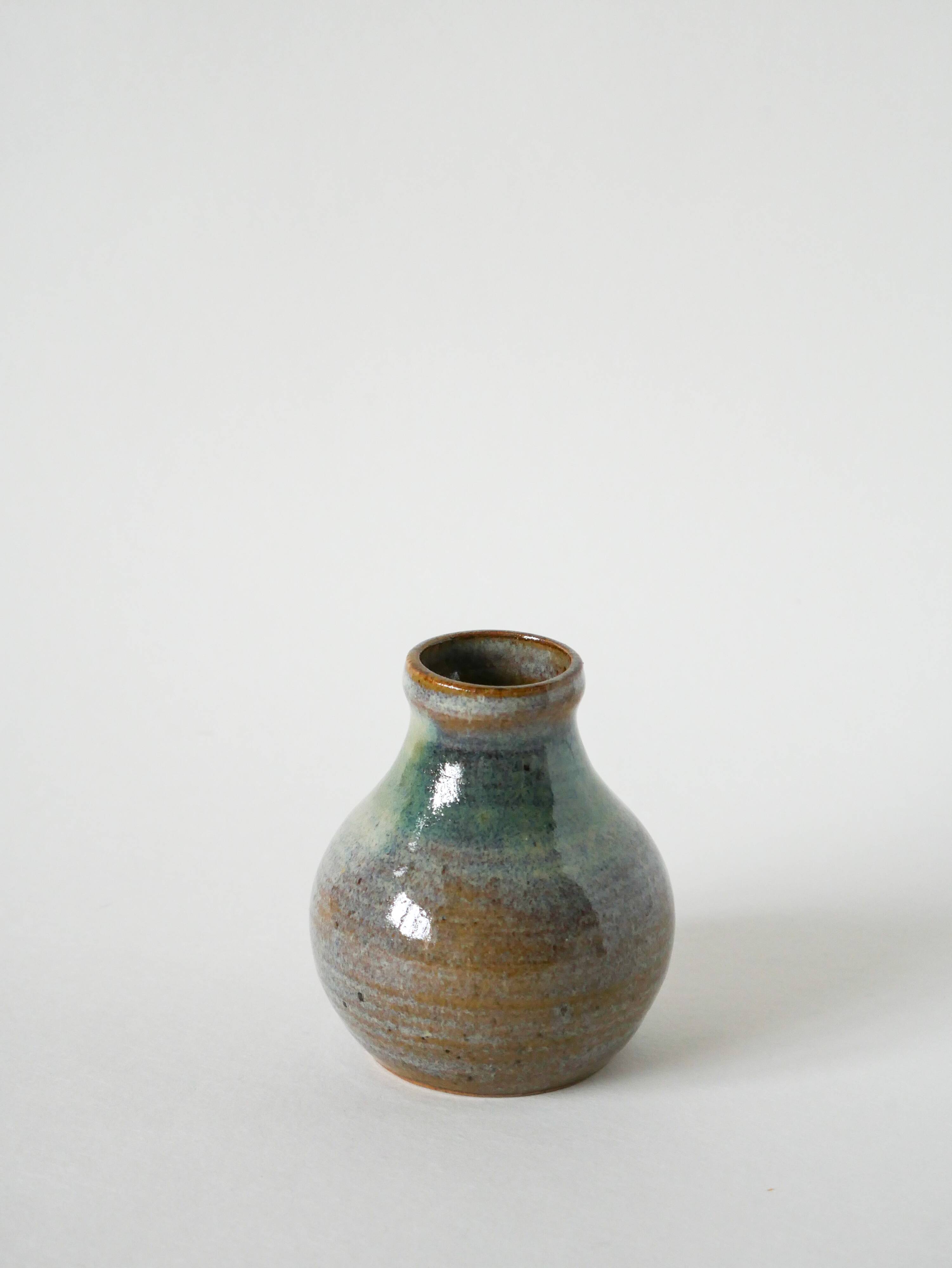 Small glazed stoneware ceramic vase signed, 1970