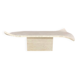 Travertine coffee table with curved corners by Claude Berraldacci. 1990s. France.