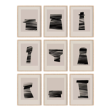 Framed set of 9 abstract giclee prints, A4