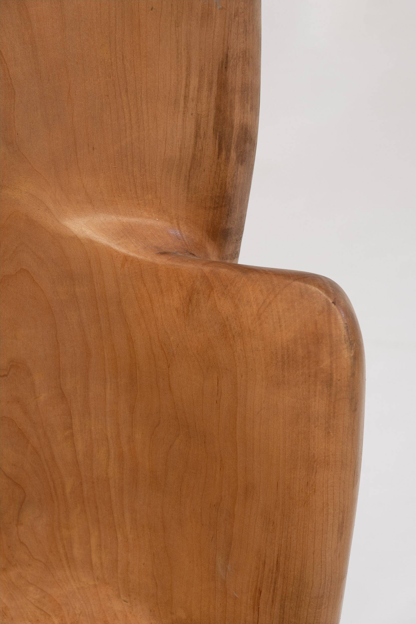 Unique sculptural throne chair in wood, France 1970s