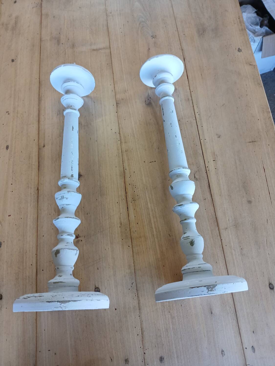 Pair of antique wooden candlesticks/candlesticks