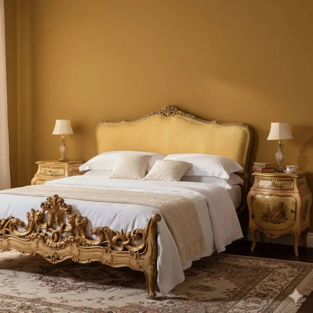Antique bedside tables in Baroque style, wooden, Italy, 20th century.