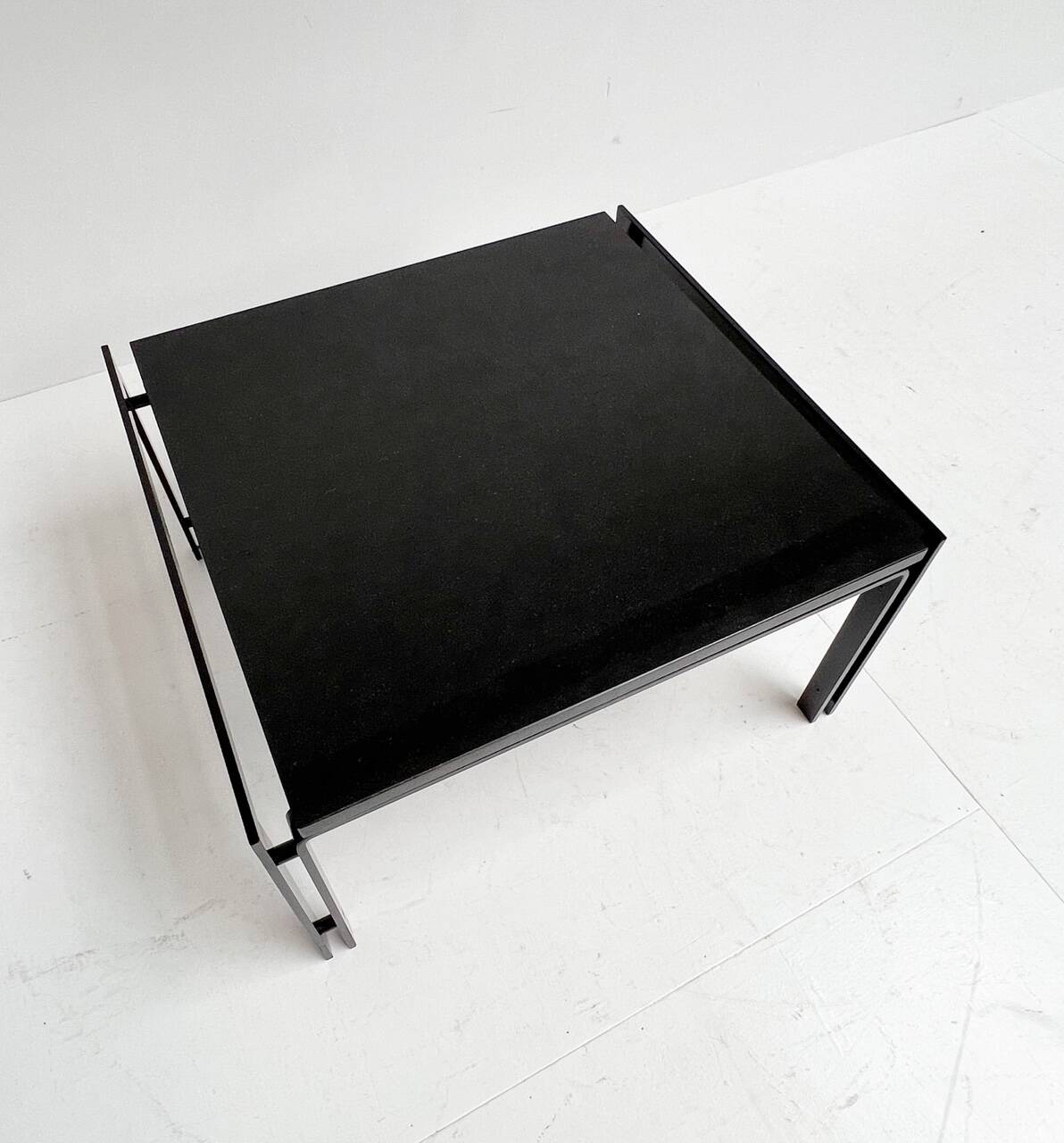 Black granite side table or coffee table from the 1980’s