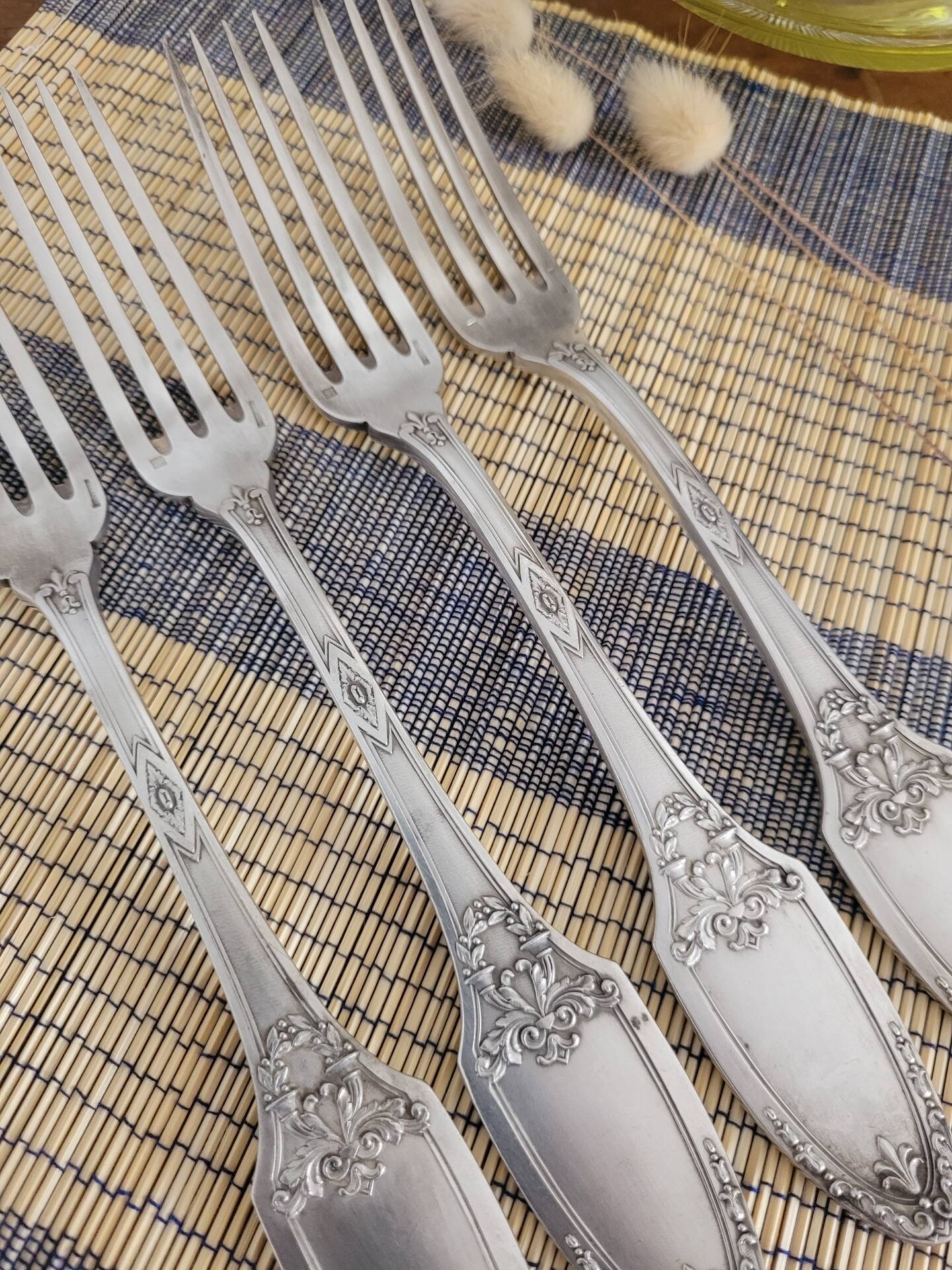Set of 4 silver-plated forks in Boulenger antique style.