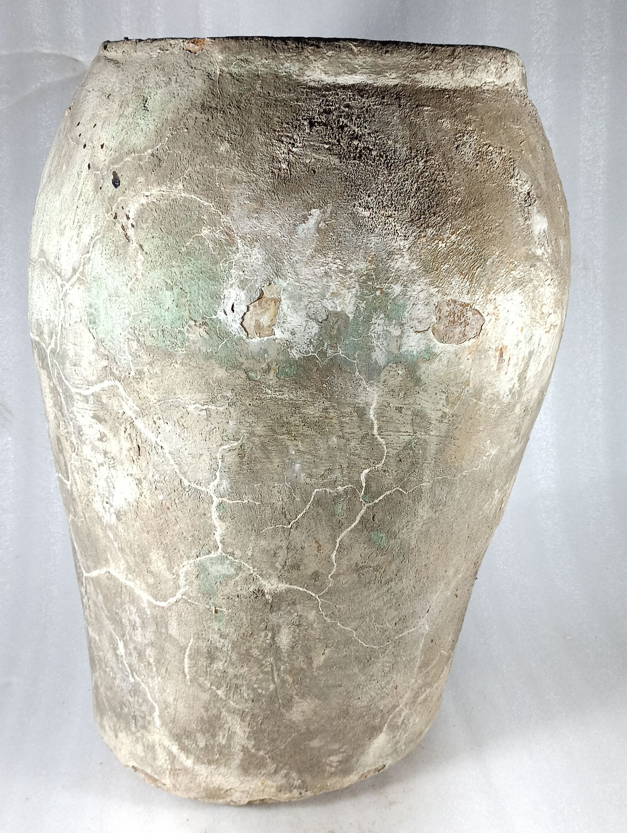 Pot ancien en terre cuite gris/vert