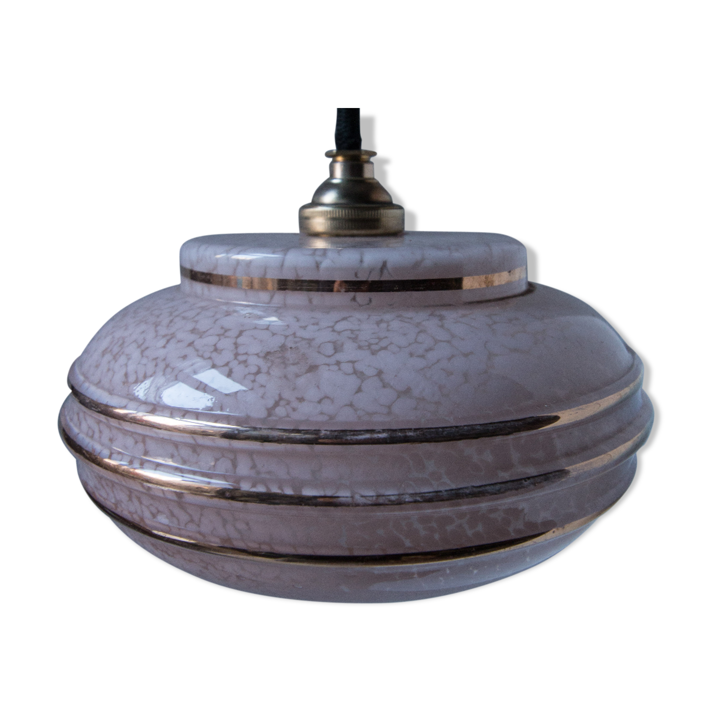 Hanging in opaline rose of the Cristallerie de Clichy