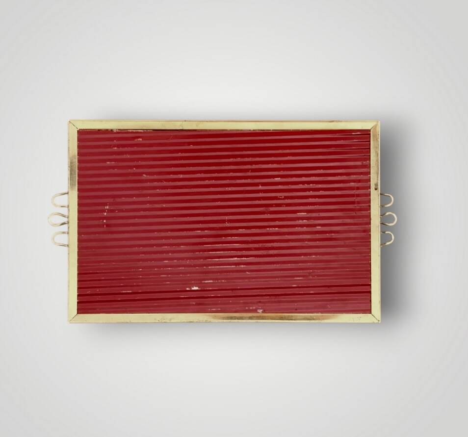 Antique gold metal mirror tray – gold diamond decoration