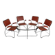 Set of 4 armchairs and a coffee table with tubular structure in Bauhaus style, 1950s.