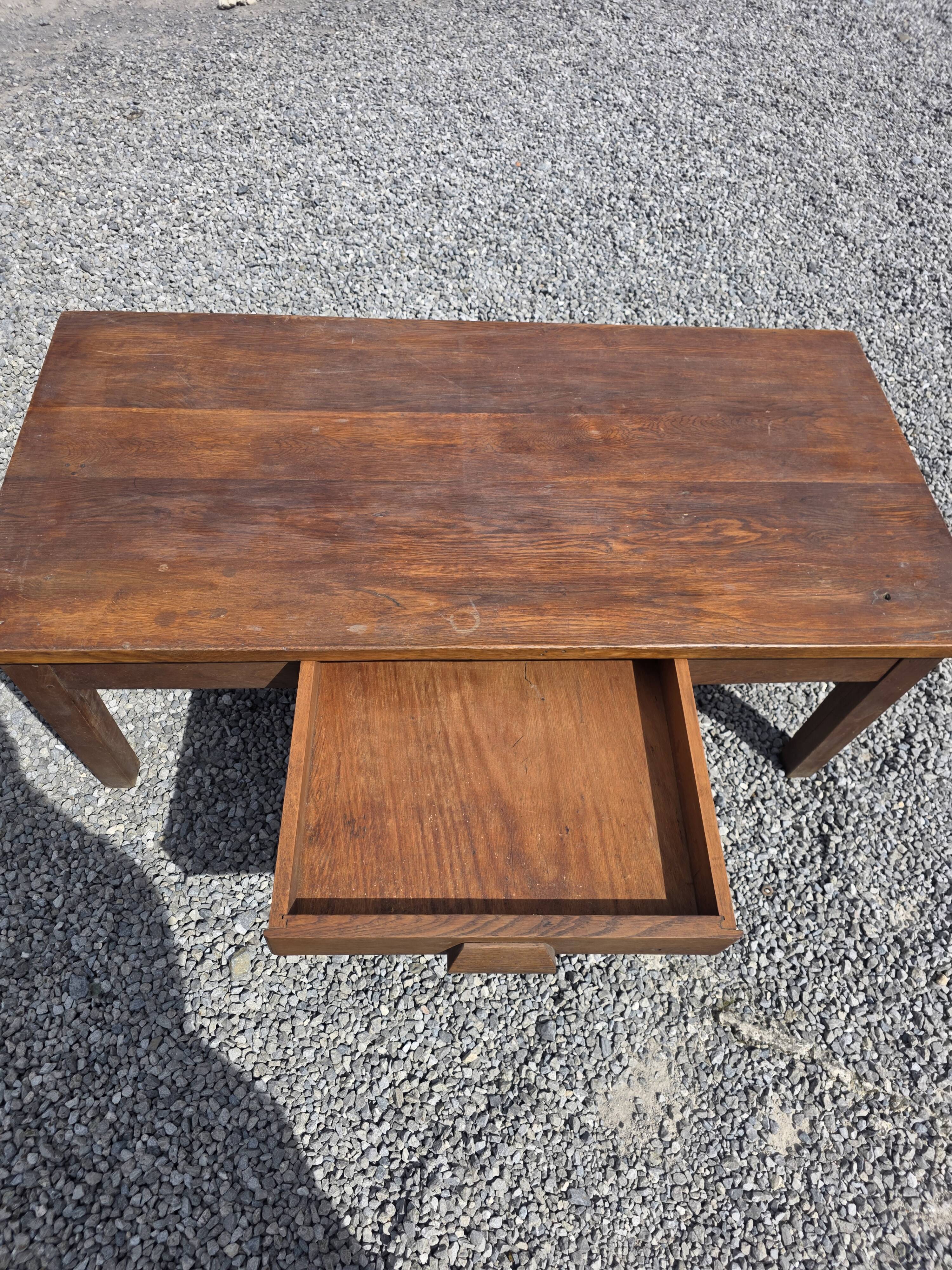 Antique solid oak coffee table, 130cm L