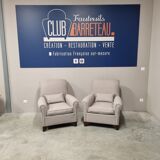 Pair of club armchairs in art deco grey fabric