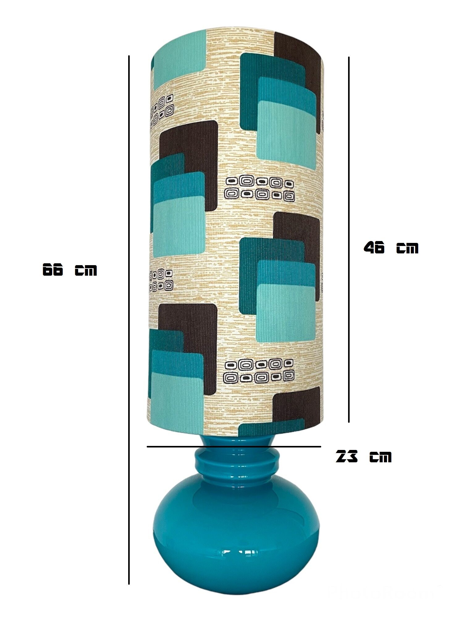 Blue opaline table lamp and vintage Maori fabric