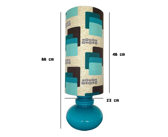 Blue opaline table lamp and vintage Maori fabric | Selency