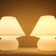 Set of 2 mushroom lamps, opal glass, Glashütte Limburg, Germany, 1970s
