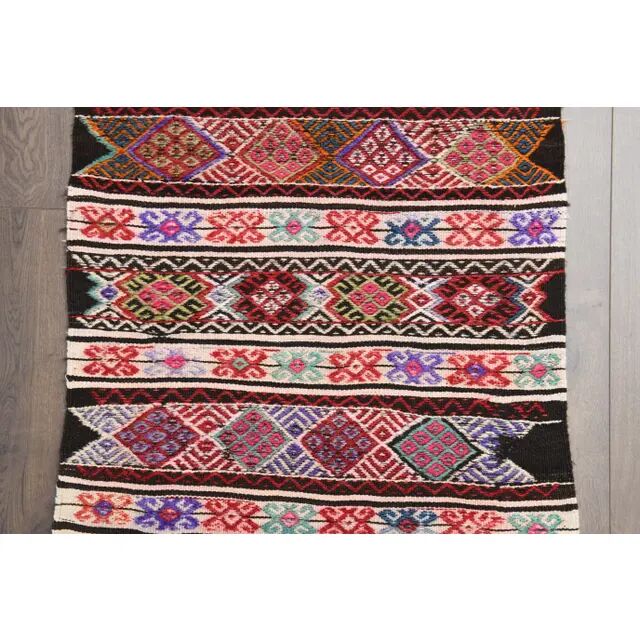 Vintage Turkish Oushak Handmade Wool Cotton Brown Runner Rug 75x254