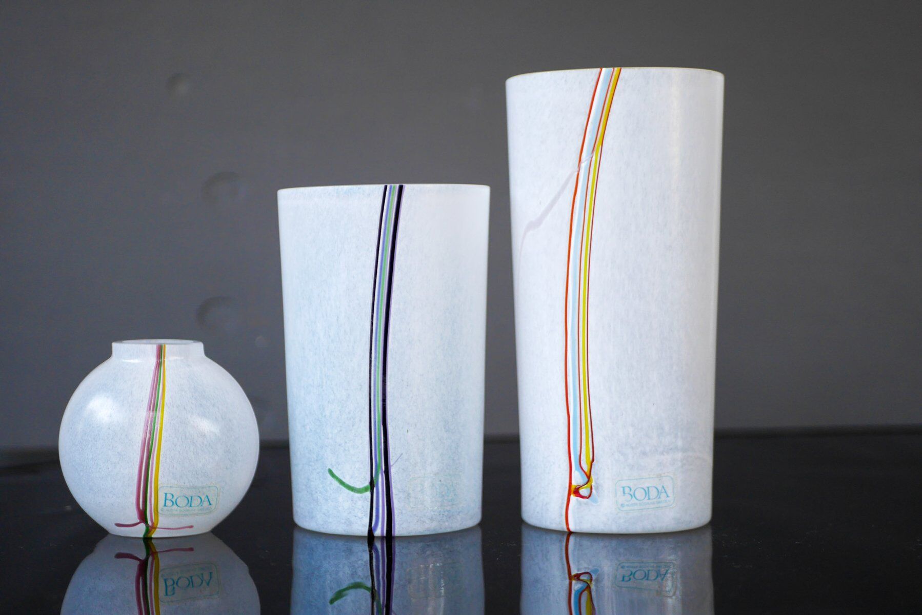 Glass vases by Vallien for Kosta Boda, set of 3