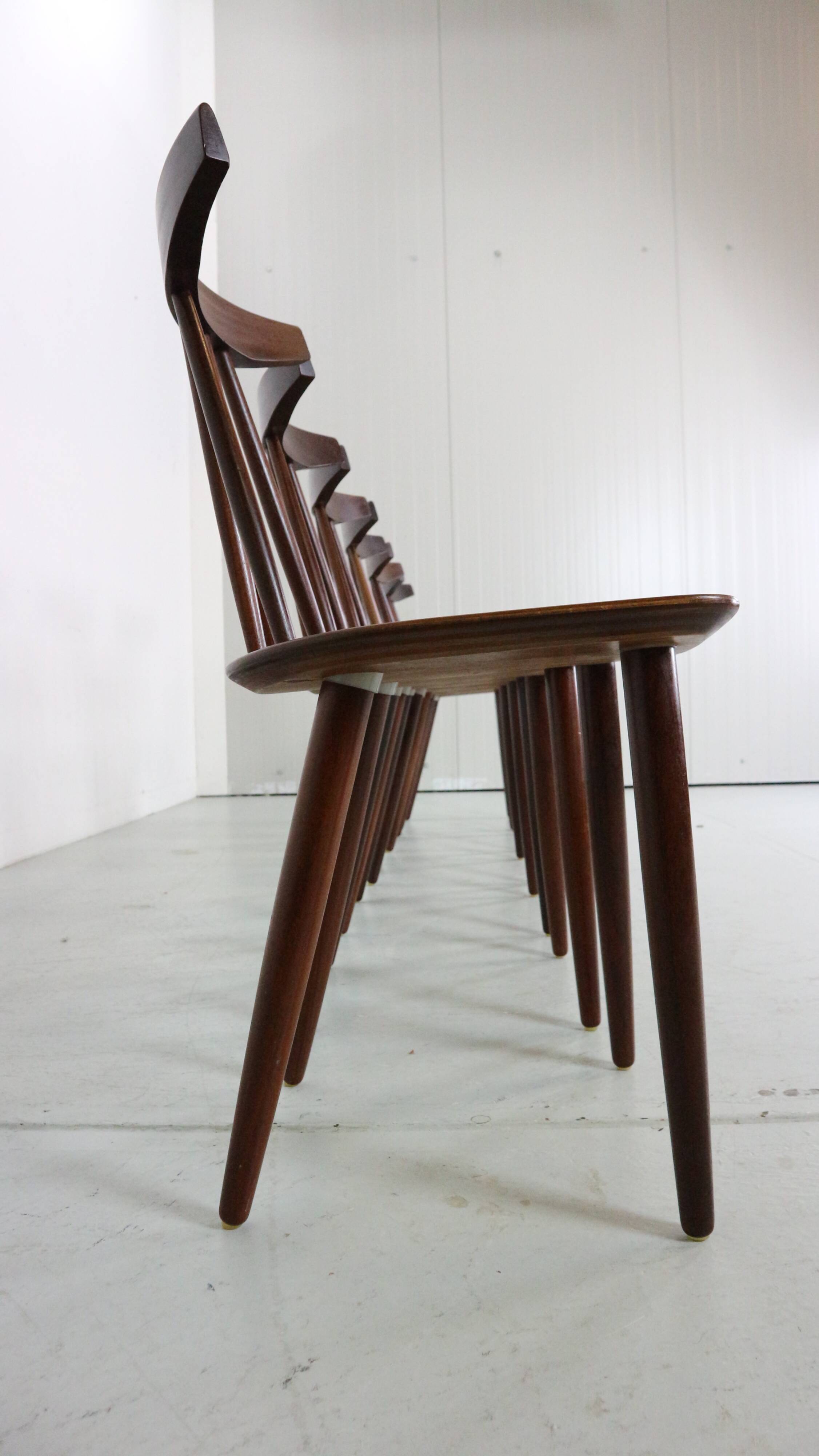 Poul Volther Set Of 6 Dinning Room Chairs "3705" For Fremel Røjle, Denmark, 1960