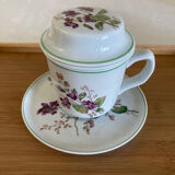 Tasse Violettes tisanière / théïère Pillivuyt complète