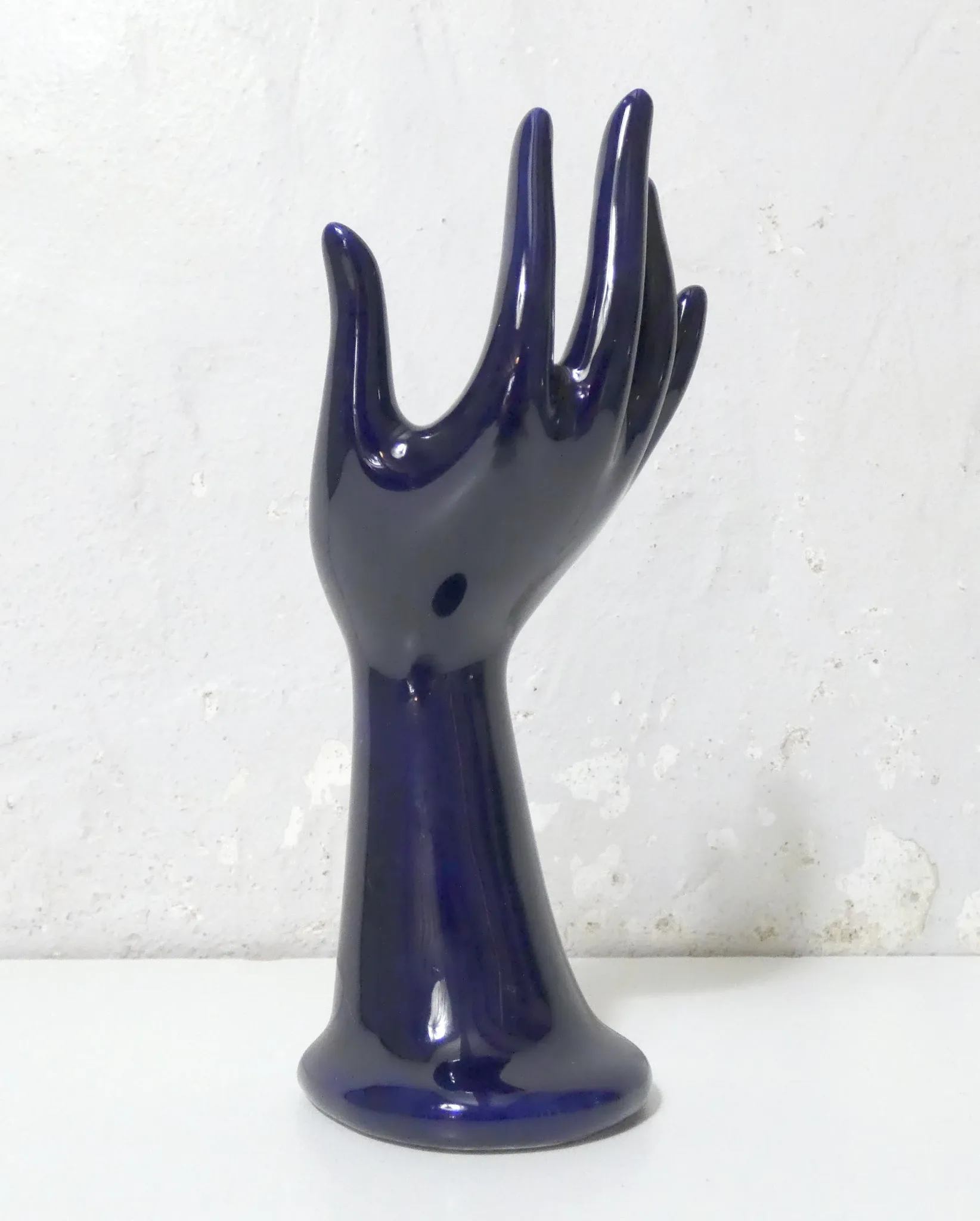 blue vintage ceramic ring holder vase jewellery stand