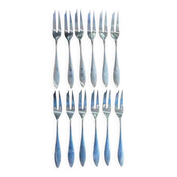 12 fourchettes à condiments crustacés métal argenté Christofle modèle Albi